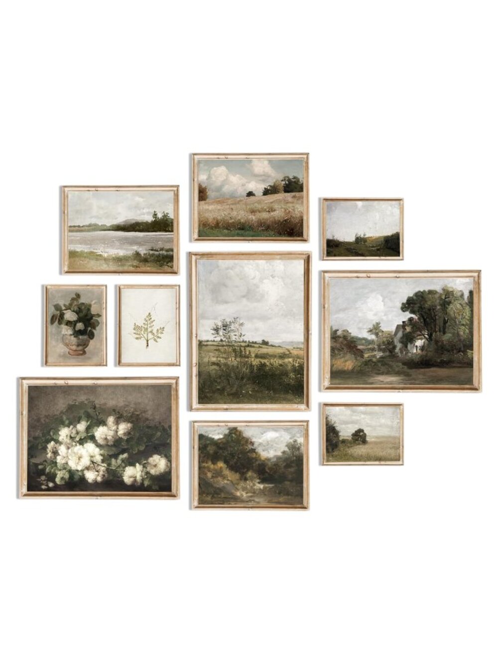 Vintage Canvas Wall Art Prints Farmhouse French Country Botanical Landscape Set